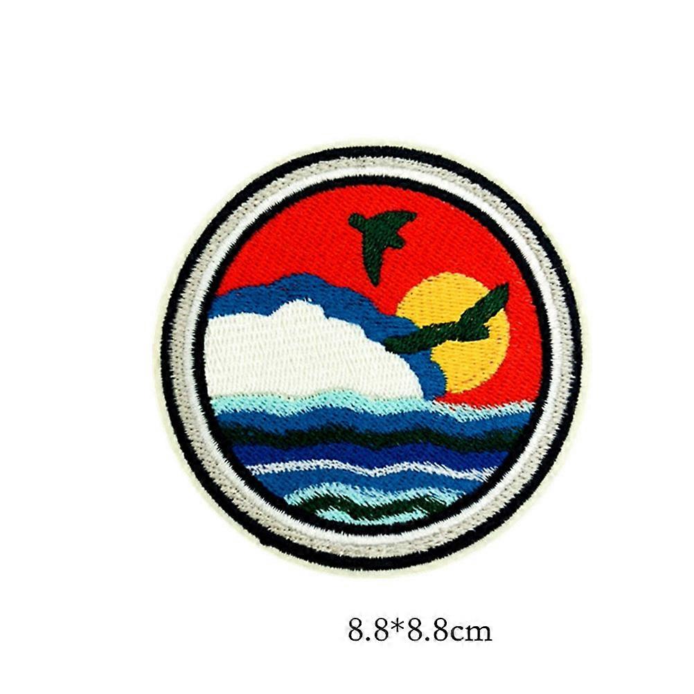 Round Badge Patch Embroidery DIY Patch for Cloth Use 9Pcs Assorted Color