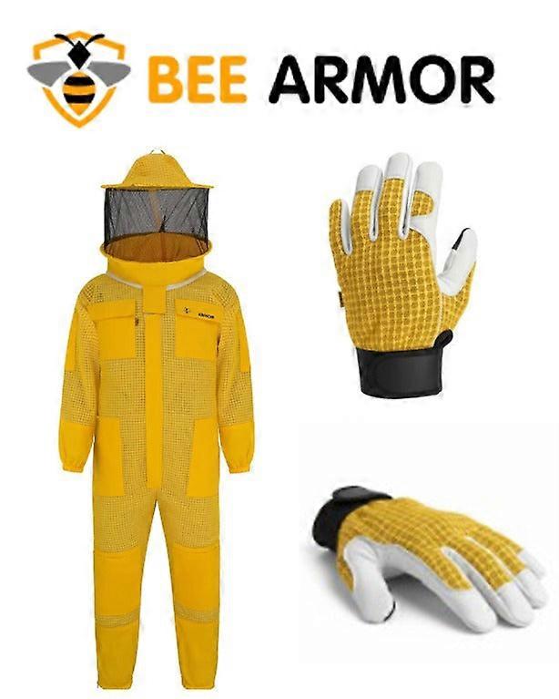 3-Layer Beekeeping Yellow Suit..with  Free Gloves (bee Armor)