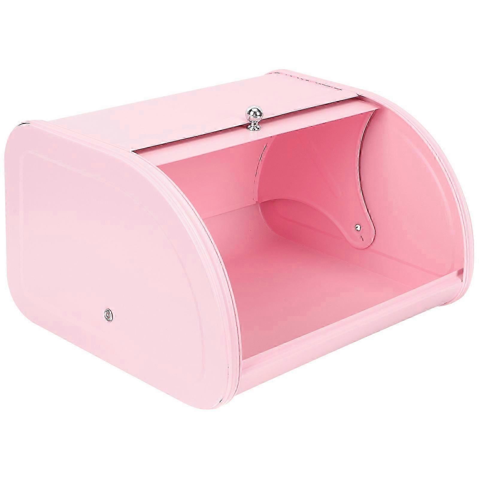 Pink Metal Bread Box for Kitchen Storage Portable Bread Box