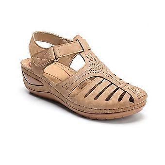 Sandals for Women Soft Leather Closed Toe Vintage Anti-Slip Sandals for Women High-Quality Black 7