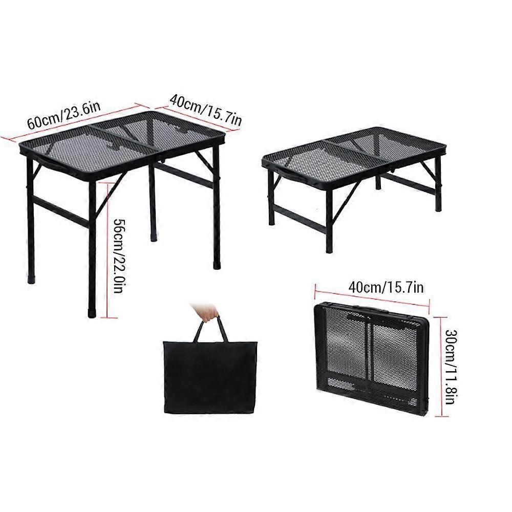 Camping Folding Table Outdoor Picnic Table Foldable Beach Table Mesh Top Grill Table