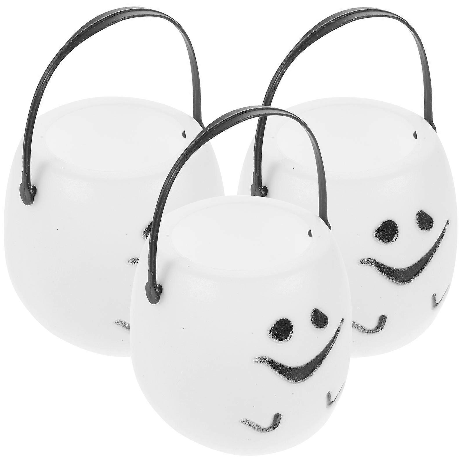 3pcs Pumpkin Buckets Halloween Candy Holders Handheld Plastic Candy Container