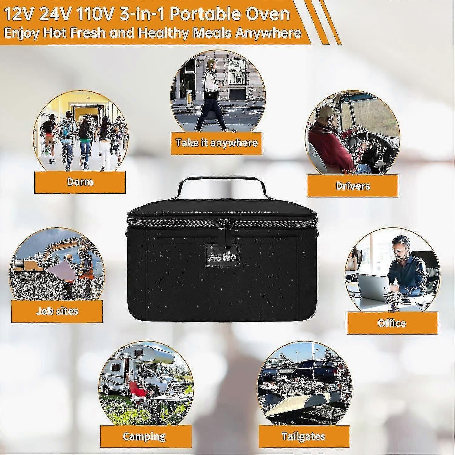 Portable Oven compatible with Car Use with Multiple Voltage Options