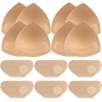 Bra Pads Inserts 4 Pairs - Sewn Edges Breast Padding for Sports Bras + 30 Nipple Covers (Heart)