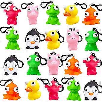24 Pack Popping Eye Animal Keychain with Kids,Squeeze Pop Eye School Class Birthday Gift Squishy Toys for Kids Boys Girls,Easter Basket Stuffers Fidge