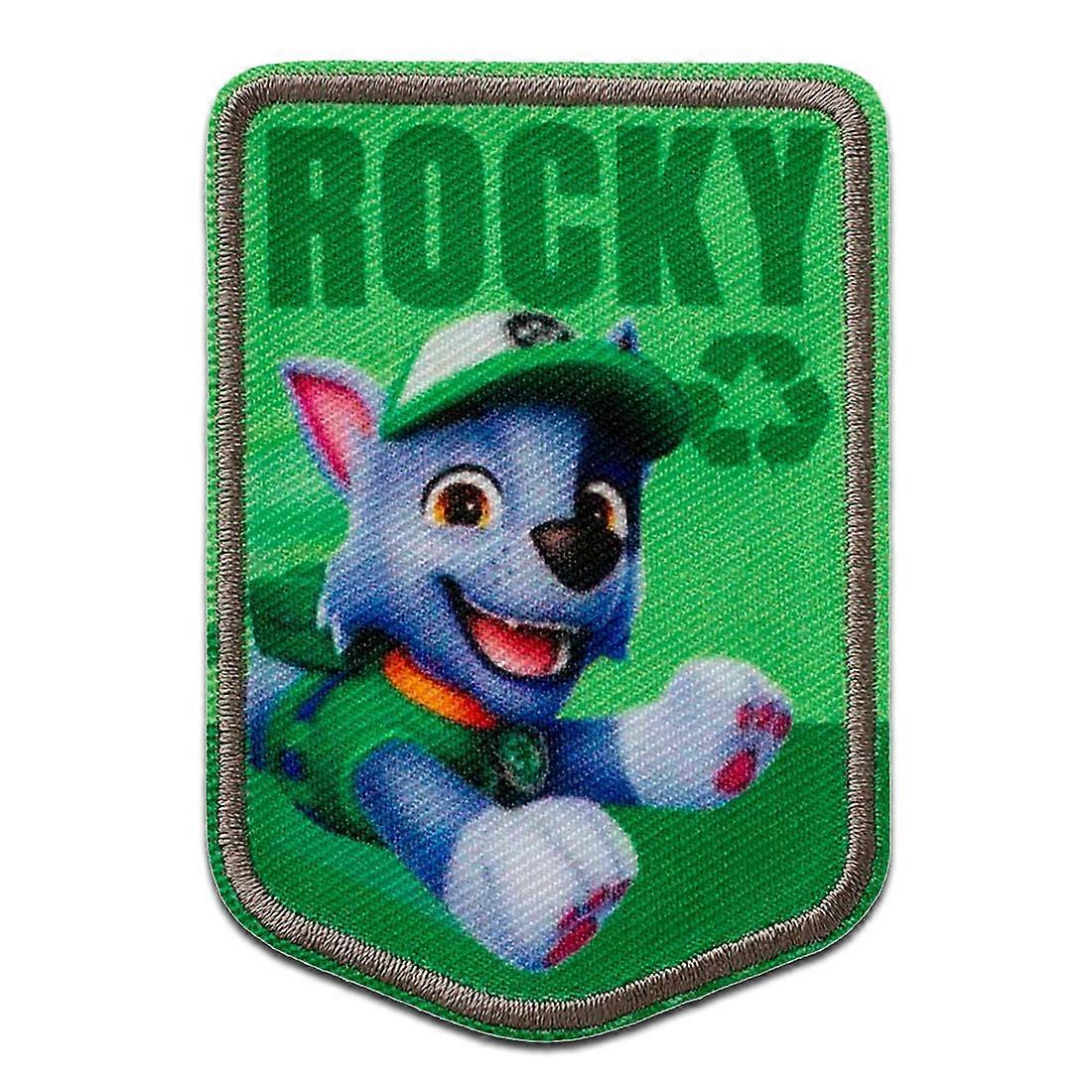 Paw Patrol Rocky - patch, iron-on patch, iron-on patch, size: 7.8 x 5.5 cm