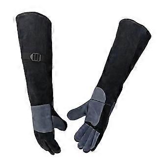 Pet Handling Gloves in Leather with Extended Forearm Cover for Grooming, Training and Daily Transfer Work for Owners  XL