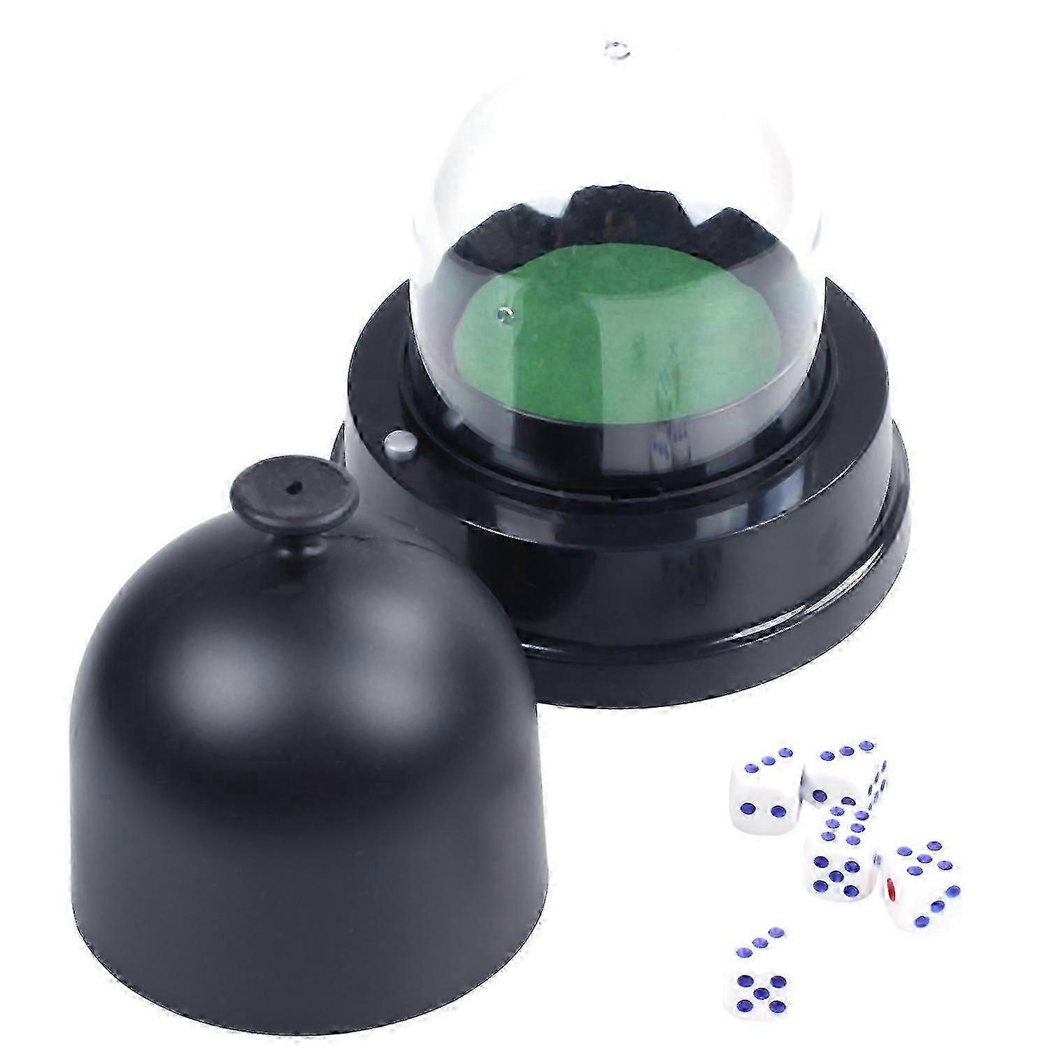 Automatic Dice Roller Cup Battery Powered With 5 Dices Black