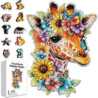200Pcs Flowers Giraffes Wooden Jigsaw Puzzles for Adults 15.3x11.2inch Butterfly Colorful Unique Animal Shaped Jigsaw Puzzles for Holidays Birthday