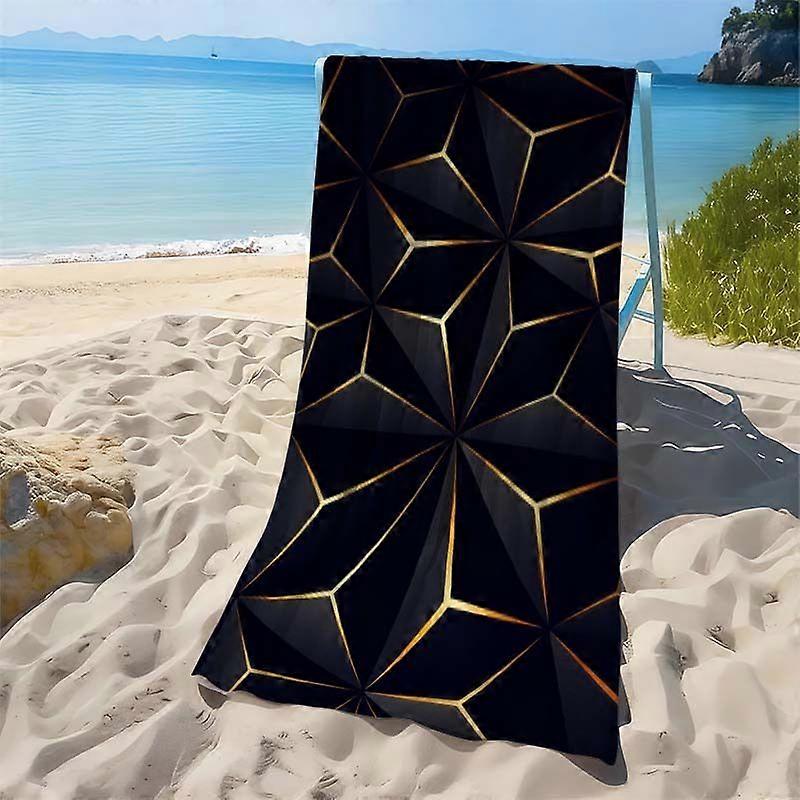 Polygon Patchwork Printed Beach Towel, Super Absorbent Beach Towel, Comfortable, Practical, and Quick-Drying, Thick, Sof-Hasyg