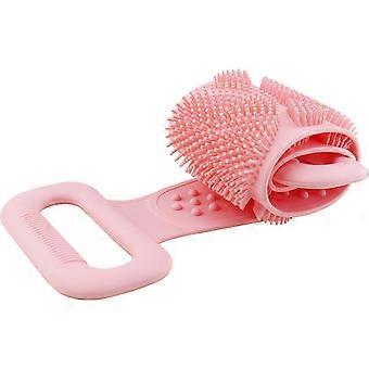Double Sided Exfoliating Bath Towel Silicone Body Scrubber for Back Cleaning 70cm
