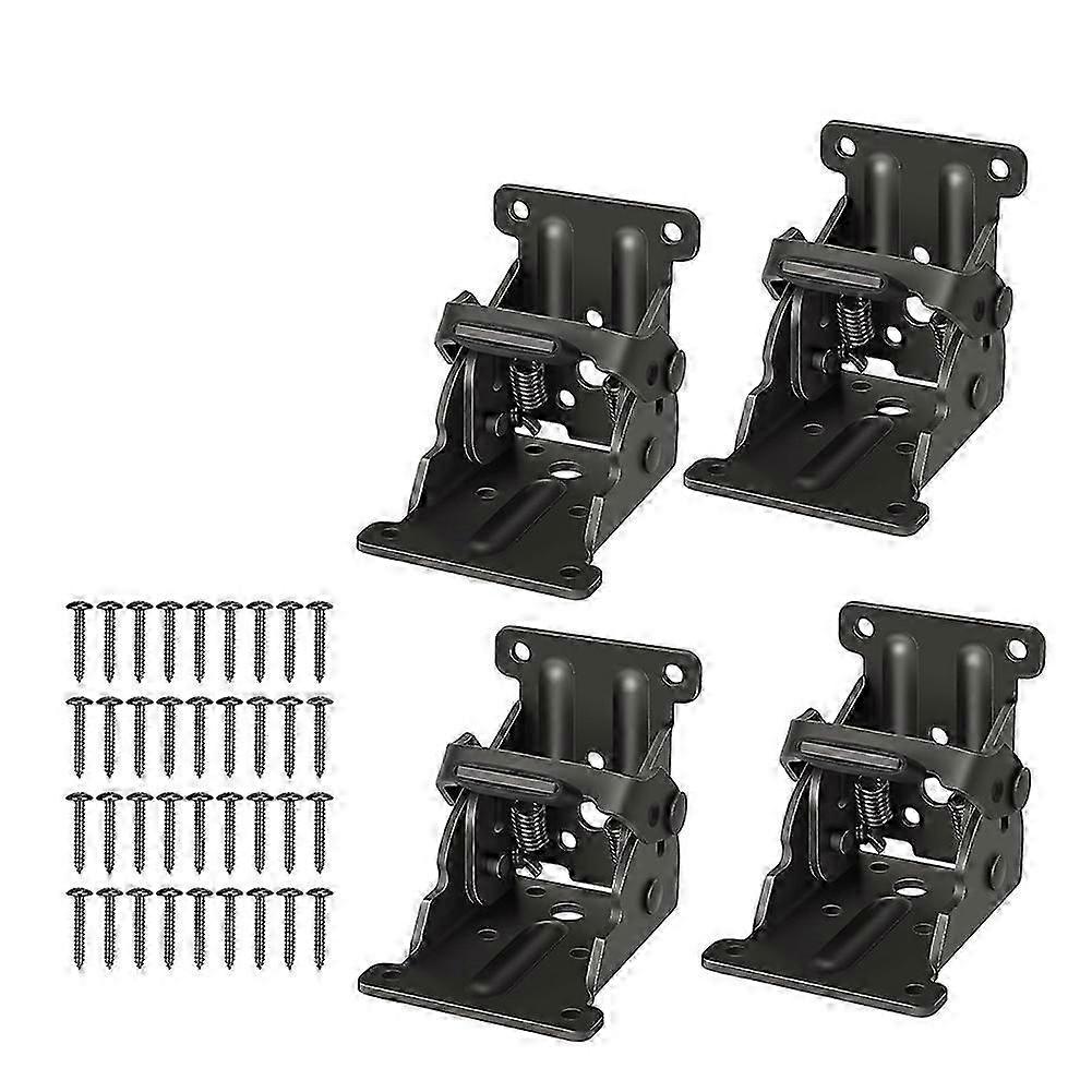 4 Pack Folding Brackets, Self-Lock Hinge with Screws for Legs, Lock Extension Support Bracket Bed Legs