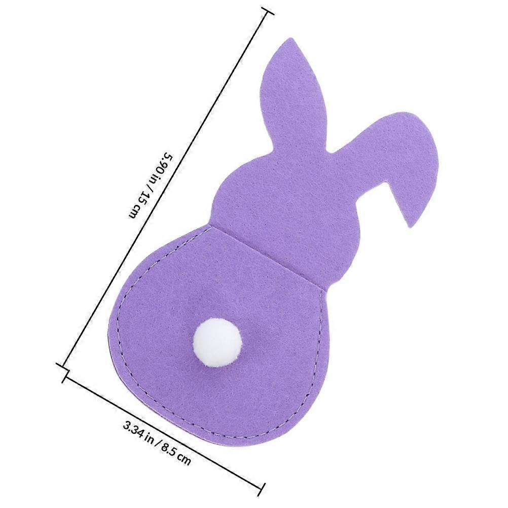 Rabbit Shape Cutlery Bag Easter Felt Holder for 8Pcs Silverware Use
