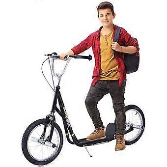 Kids' scooter with pneumatic tires, kick scooter, city scooter for children, kickboard, 16 inch, from 5 years, height adjustable, black, 143 x 58 x 92