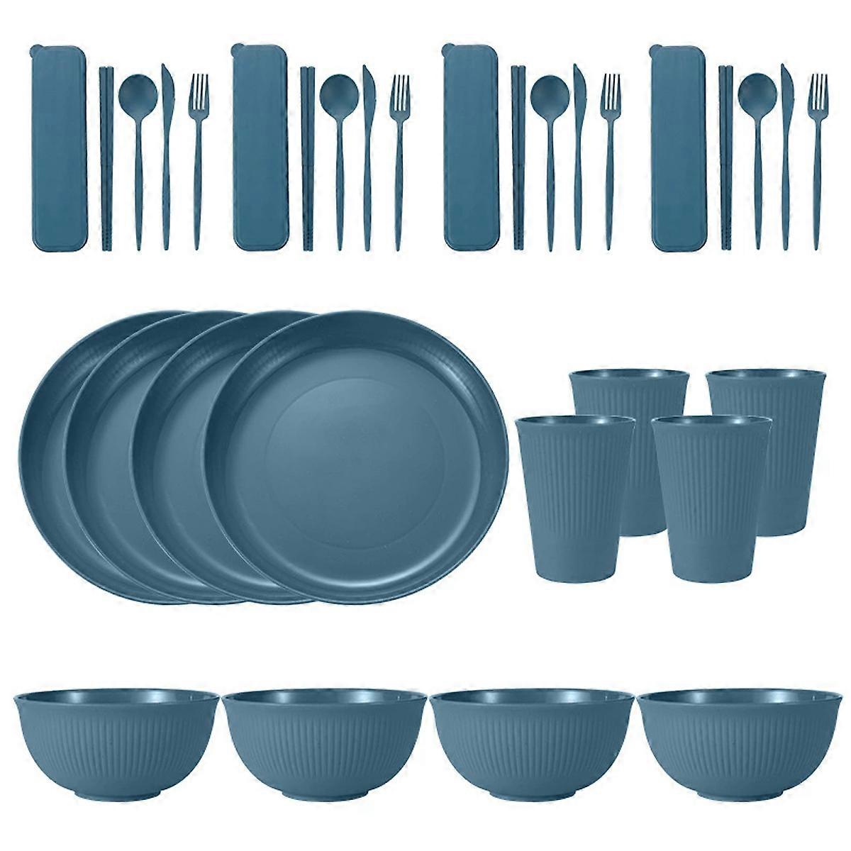 Wheat Straw Dinnerware Set, Unbreakable Eco Friendly Microwave Safe Stackable