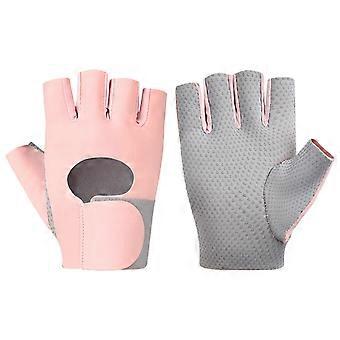 Cycling Gloves with Open-Finger Control, Reinforced Hand Coverage, and Hook-and-Fastener Wrist Fastening for Workouts  Pink S