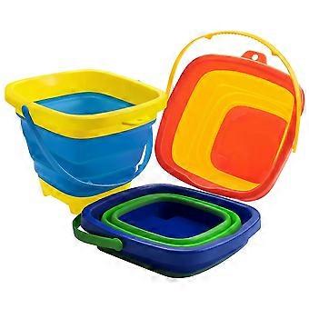 3PCS Foldable Bucket Foldable Pail Bucket Sand Buckets Silicone Collapsible Bucket Beach Play Campi-JXLGV