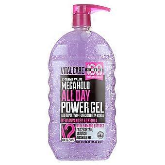 Vital Care Mega Hold All Day Power Frizz Control & Shine Enhancing Pump Hair Styling Gel with Pro-Vitamin B-5 & Panthenol 40 oz