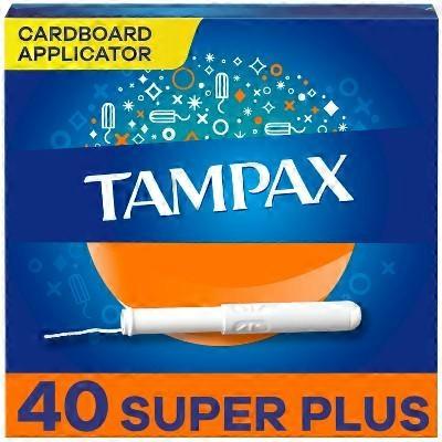 Tampax Cardboard Applicator Tampons, Super Plus, 40 ea
