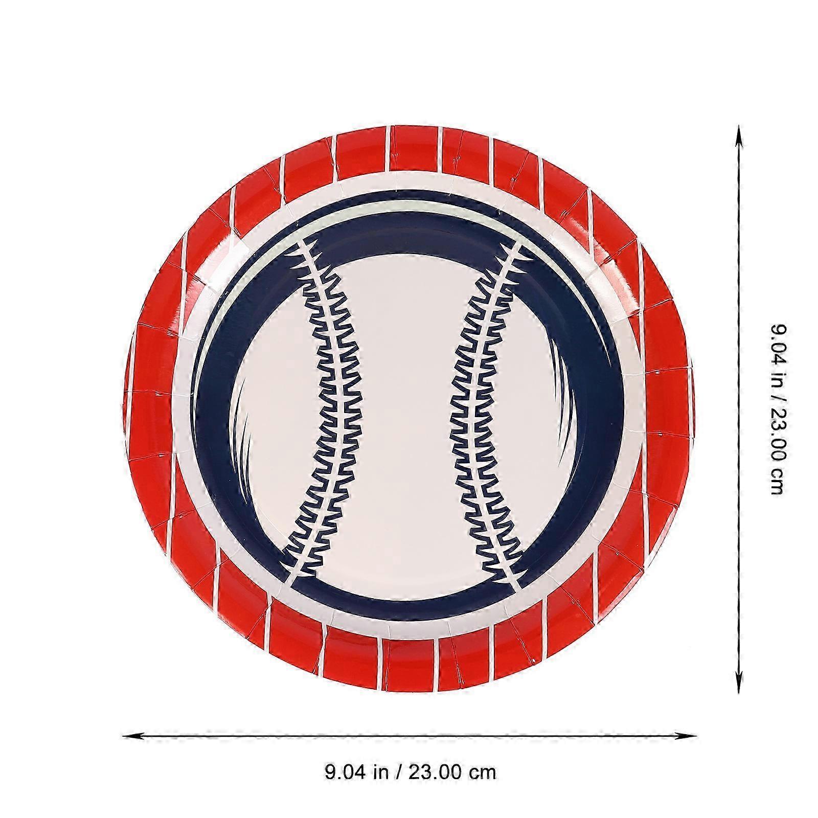 Party Tableware Baseball Paper Plates compatible with Party Use 24Pcs