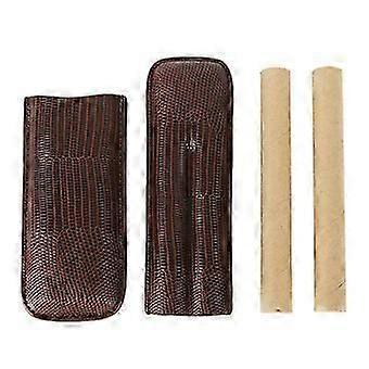 Portable 2-Cigar PU Leather Case Brown