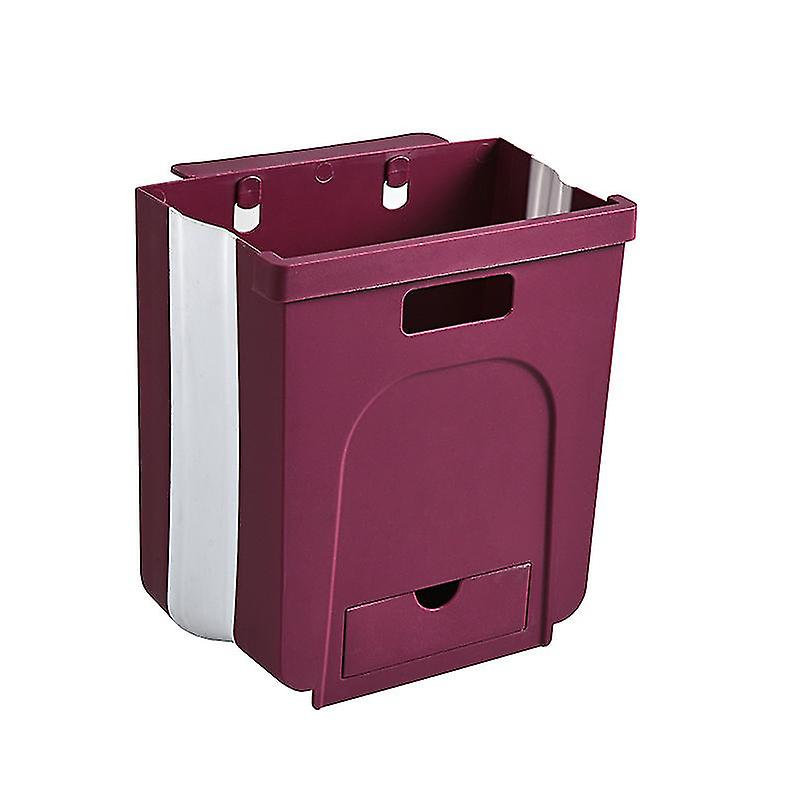 Foldable Kitchen Trash Can 10l Hanging Trash Bin , 1pcs,red