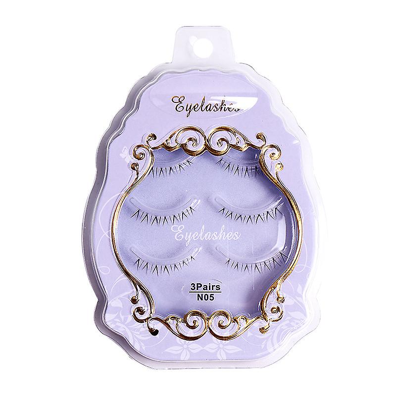 3 Pairs False Eyelashes Thin Clear Band Comfortable Lashes With Exquisite Purple Package