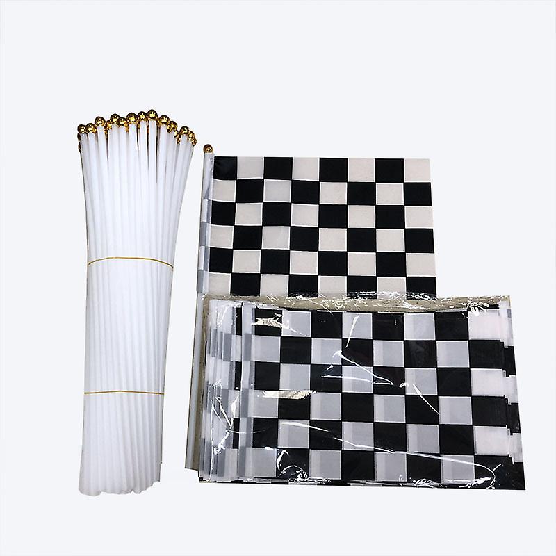 100 Black And White Fabric Racing Flags