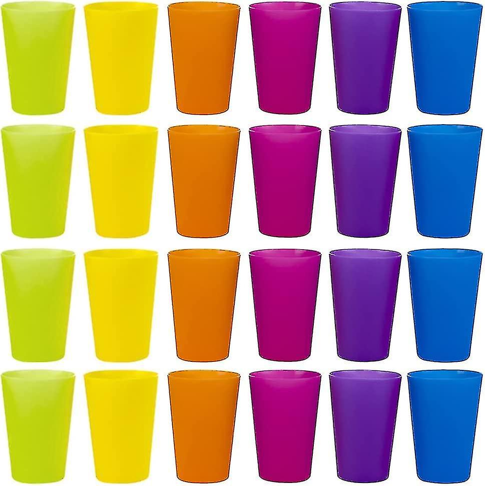 24 Pcs Reusable Plastic Cups, 6 Bright Colors Plastic Cups For Kids, Camping