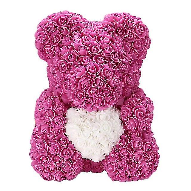 Livraison directe 25/40cm blanc ours en peluche de rose fleur artificielle  rose ours cadeau de Noël ou femme Saint-Valentin 's cadeau @bugu