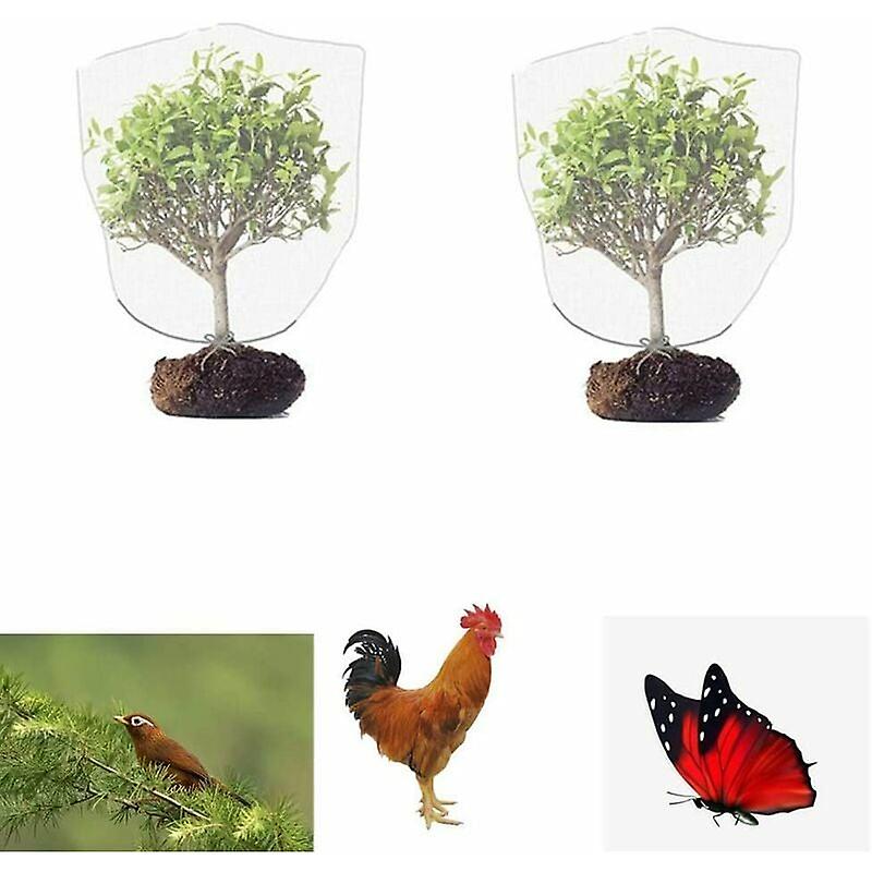 0.8 X0.8m Drawstring Lock, Insect and Bird Proof Net with Drawstring, 2 Pack Garden Fruit Protection Bag