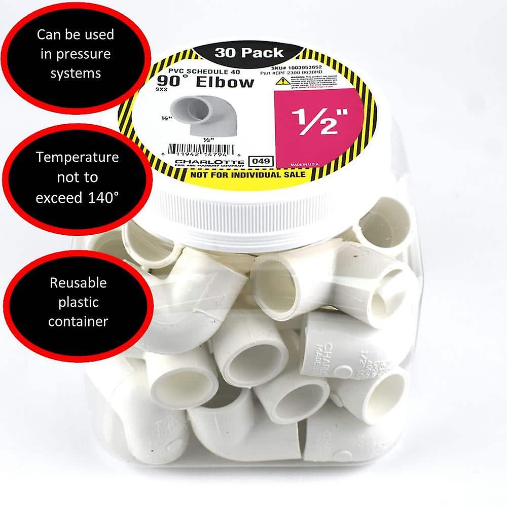 1/2 in. PVC Sch 40 90-Degree Elbow Pro Pack (30-Pack)