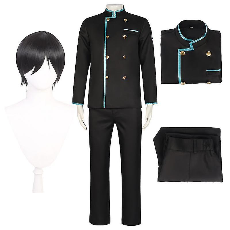 أنيمي الأزرق قفل رين ايتوشي تأثيري المدرسة الثانوية الموحدة DK التطريز شعار معطف السراويل مع شعر مستعار هالوين كرنفال حزب ازياء