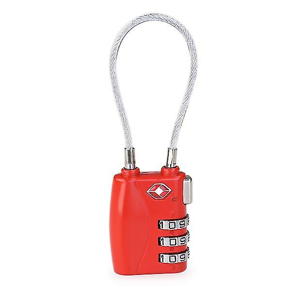 Portable Tsa Approved Security Cable Luggage Lock 3-digit Combination Password Lock Padlock (red)