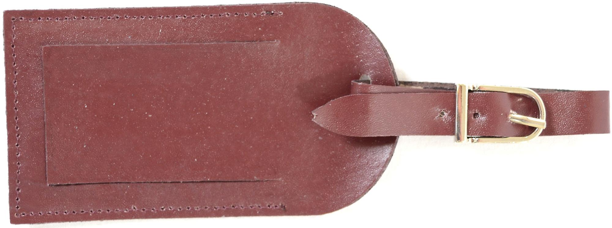 Äkta läder bagage ID Tag - Brown