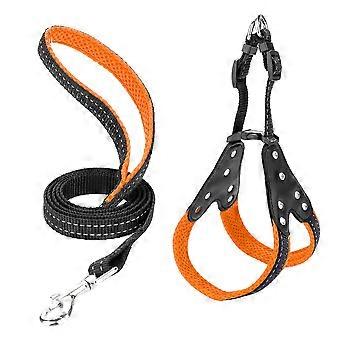 Adjustable Strap Harness Nylon Breathable Belt Rope with Rhinestone for Pet Dogs Orange S
