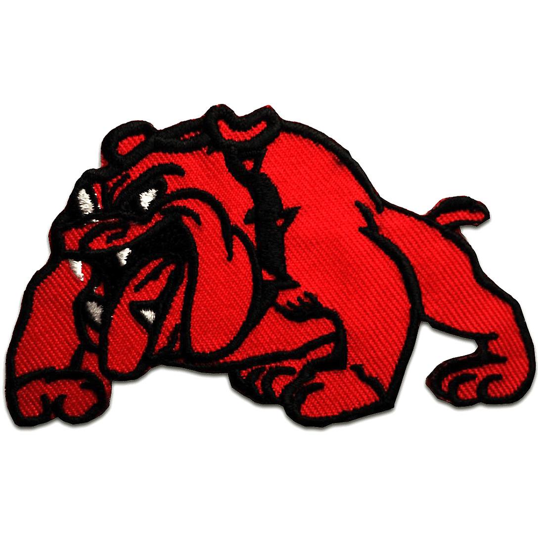 Patch / iron-on patch - Bulldog dog - red - 9.5 x 6 cm - Appliqué patches
