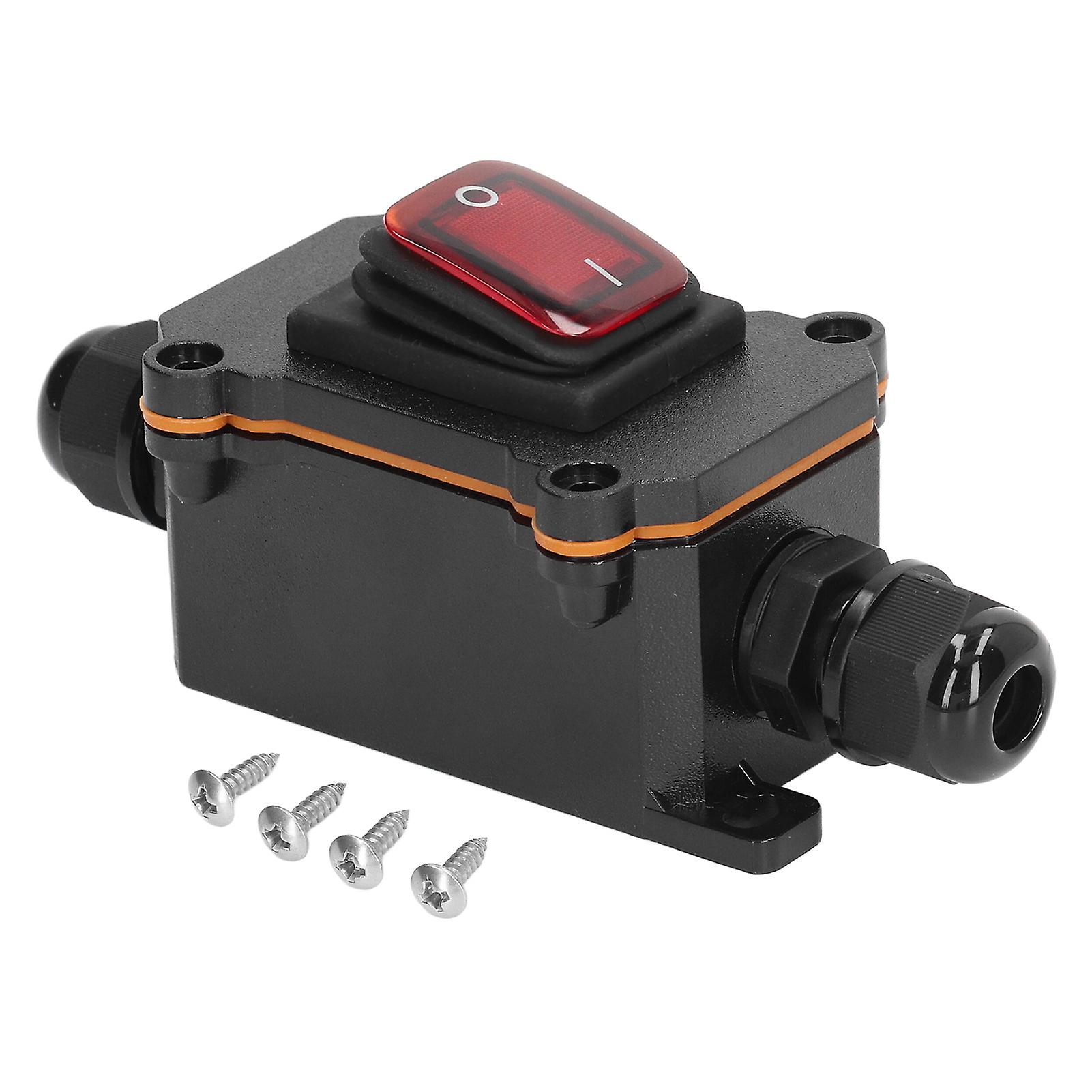 Risegun Inline Cord Switch 4 Pin 2 Position Inline Cord Switch with Rocker Button, IP65 Waterproof On/Off Outdoor Toggle Switch, Red