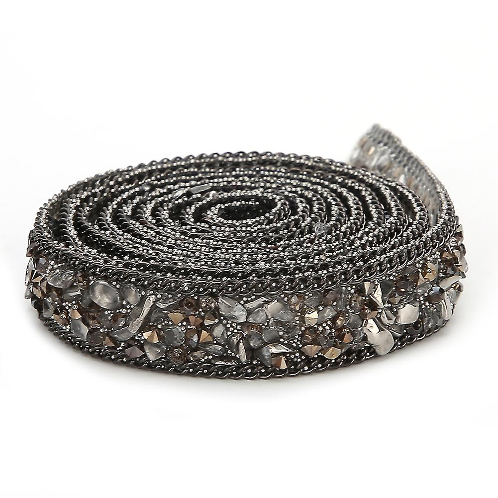 Rhinestone Gravel Ribbon, Chain, Decorative Accessories for Clothing and Shoes, Width 1.5cm, Gray