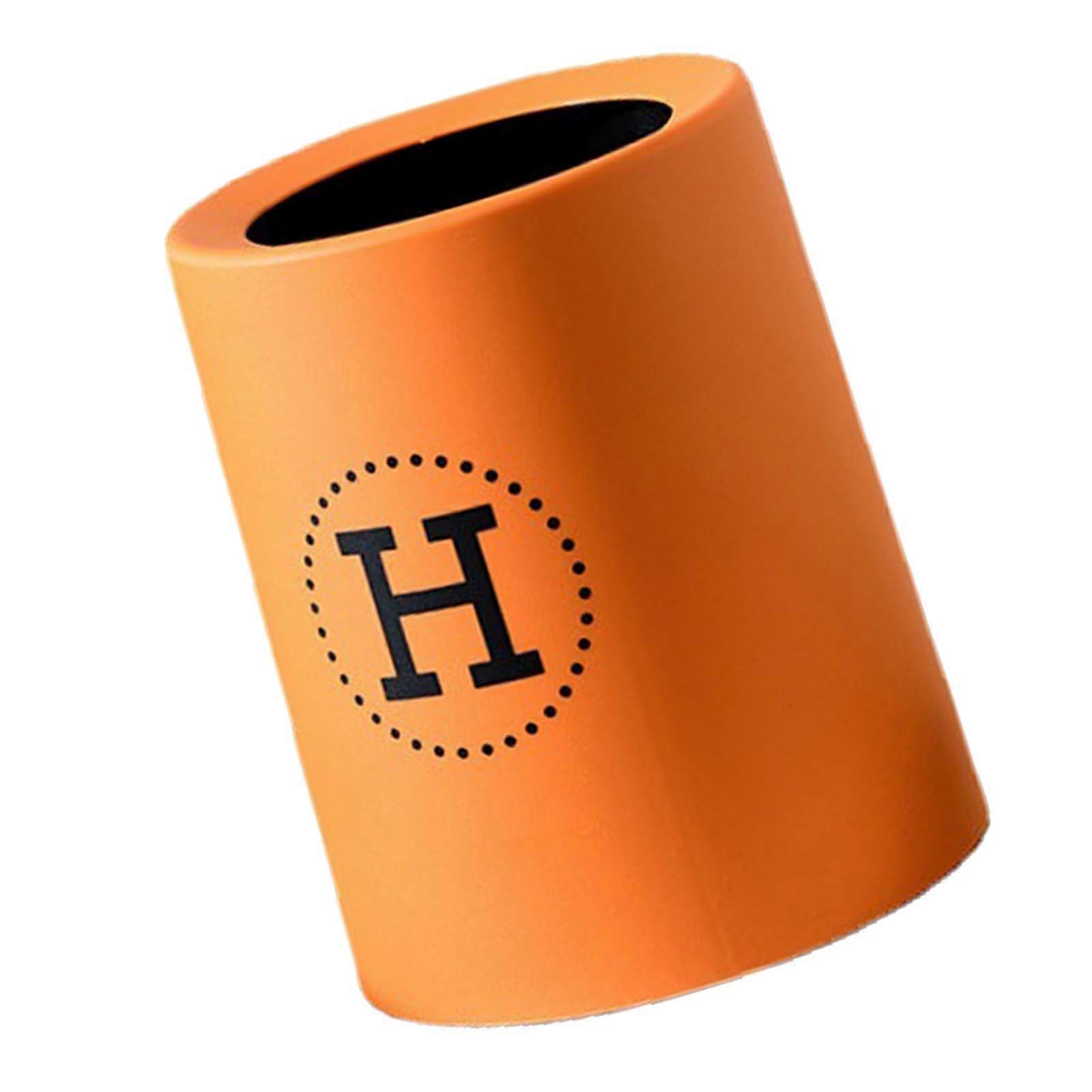 Open Top Trash Can Plastic Double Layer Thick Round Mini Trash Can for Bedroom Office Orange 13L 