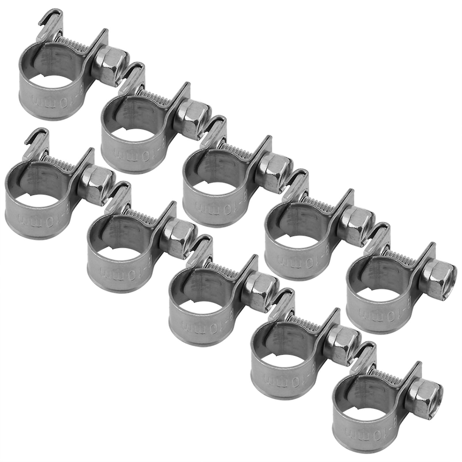 Lot de 10 mini colliers de serrage pour tuyau de carburant en acier inoxydable, 6 à 20 mm, taille au choix