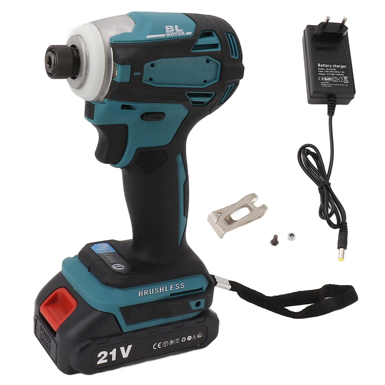 21V Cordless Drill Driver Set, Brushless Motor, Rechargeable Screwdriver, Electric Drilling Machine for Home, EU Plug, 100-240V
