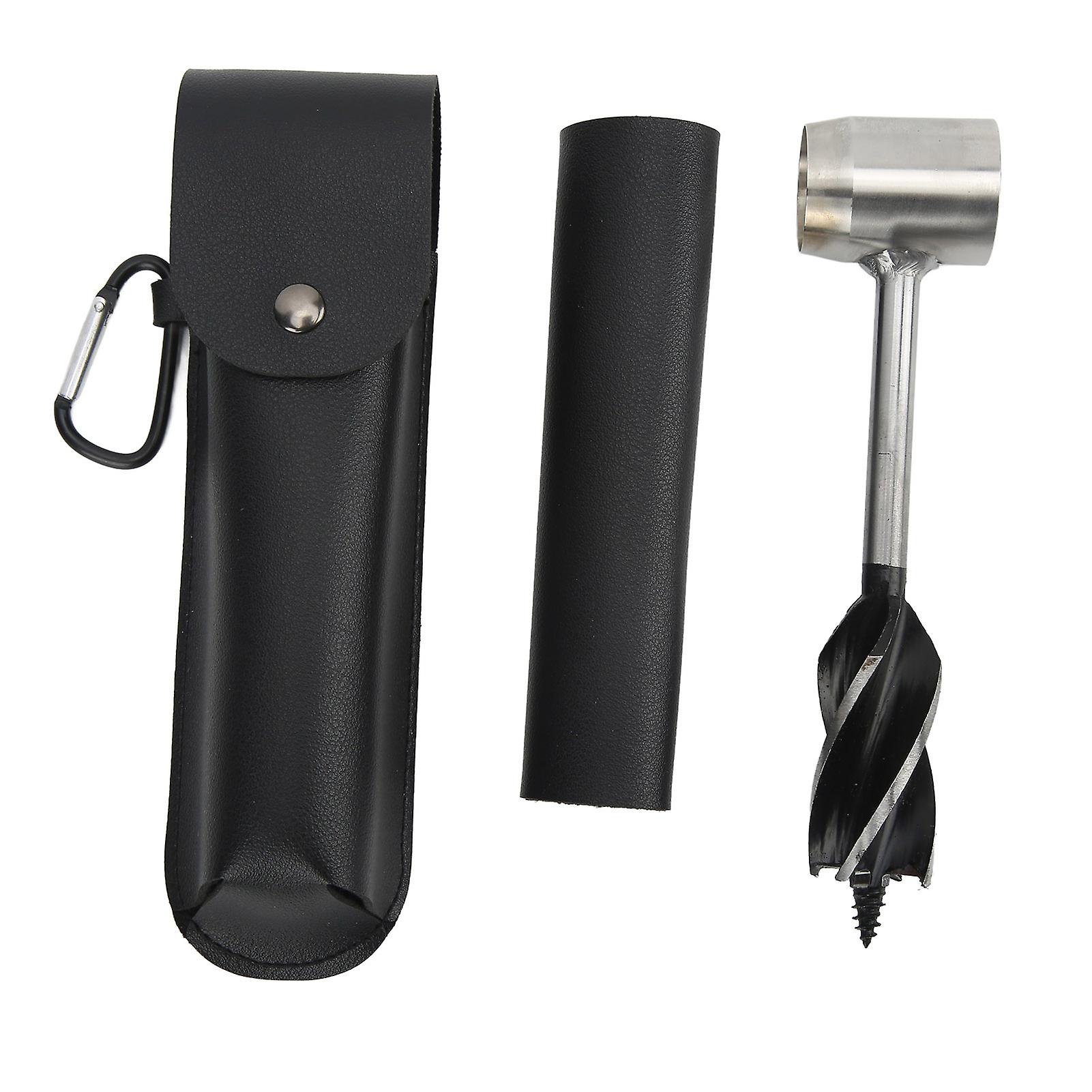 Hand Auger Wrench Set Stainless Steel Multifunctional Portable Manual Wood Auger Drill Bit with Storage Bag Black PU Leather Bag and Holster