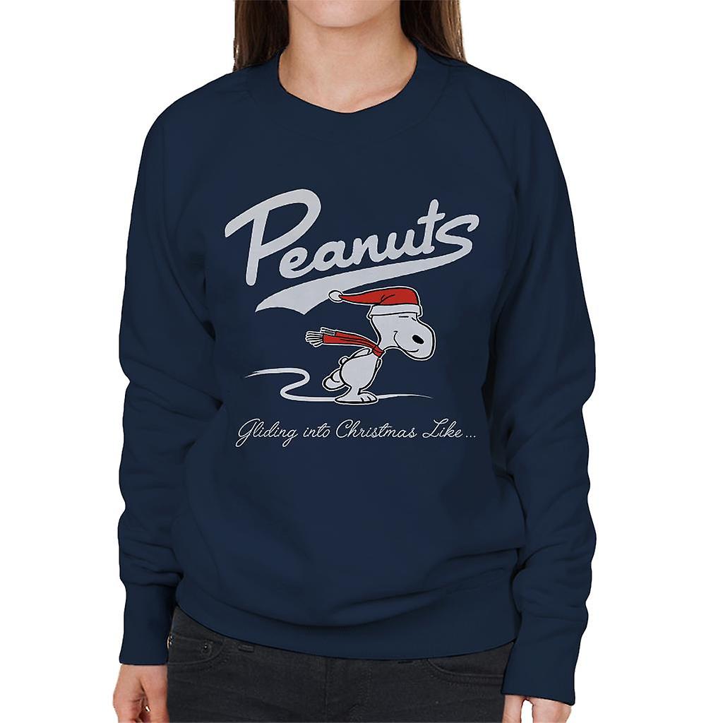 Peanuts Snoopy Gliding Into Christmas Like Women's Sweatshirt