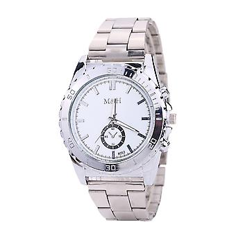 Miesten Business Casual Alloy Strap Quartz Watch rannekello (hopeanvalkoinen kellotaulu)