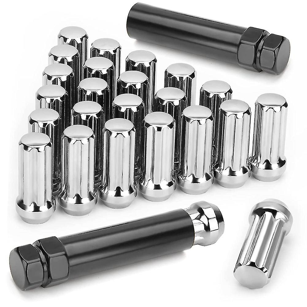 M14x1.5 Radmuttern, 24 Stück 14mmx1.5 7 Spline Drive Ahle Eichel Kone Lug Muttern 2 Zoll lang schwarz