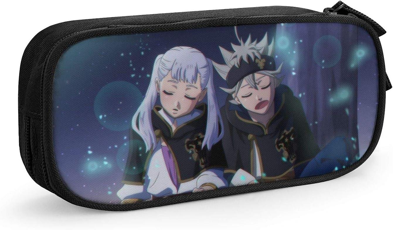 Black Clover Pencil Case 3D Custom Printing Large Capacity Double Zipper Pencil Case pentru Office School Travel-Black SAOE016790