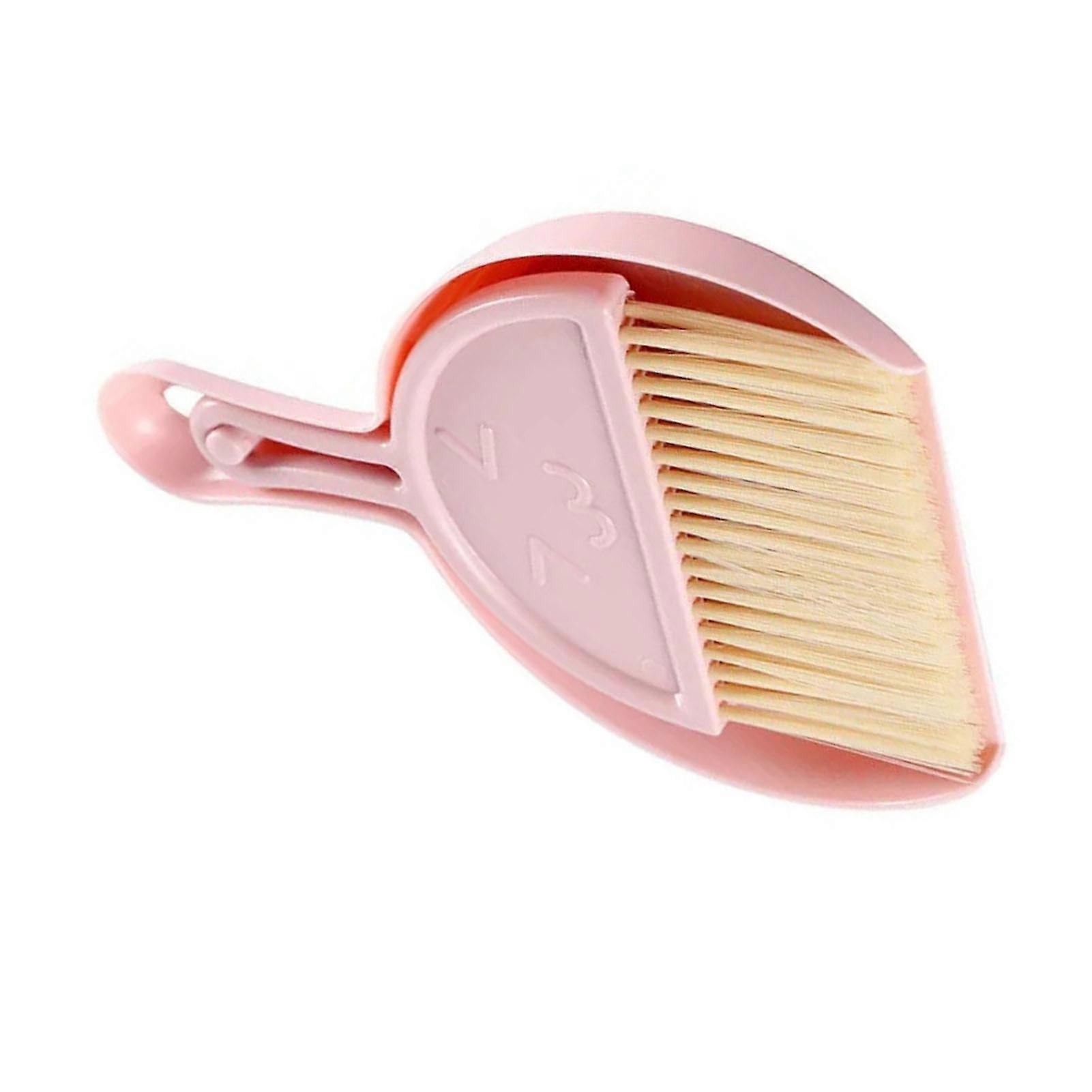 Mini Broom Dustpan Set Smile Face Plastic Handheld Efficient Cleaning Portable Tiny Brush Dustpan for Tabletop Office Pink 