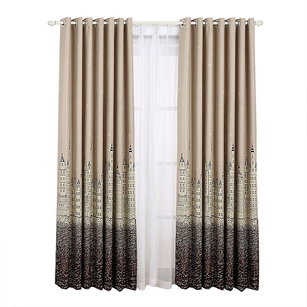 100*250cm Modern Beautiful Pattern Polyester Bedroom Living Room Lightproof Curtain (Coffee)