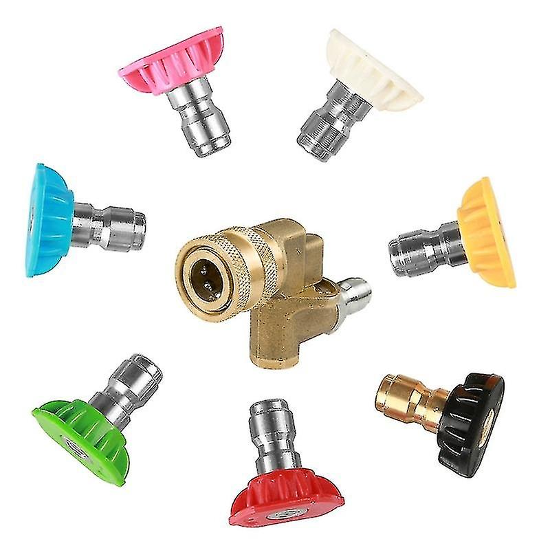 1/4" Quick Connect Pivoting Coupler Attachment Adapter With 7 Washer Nozzles